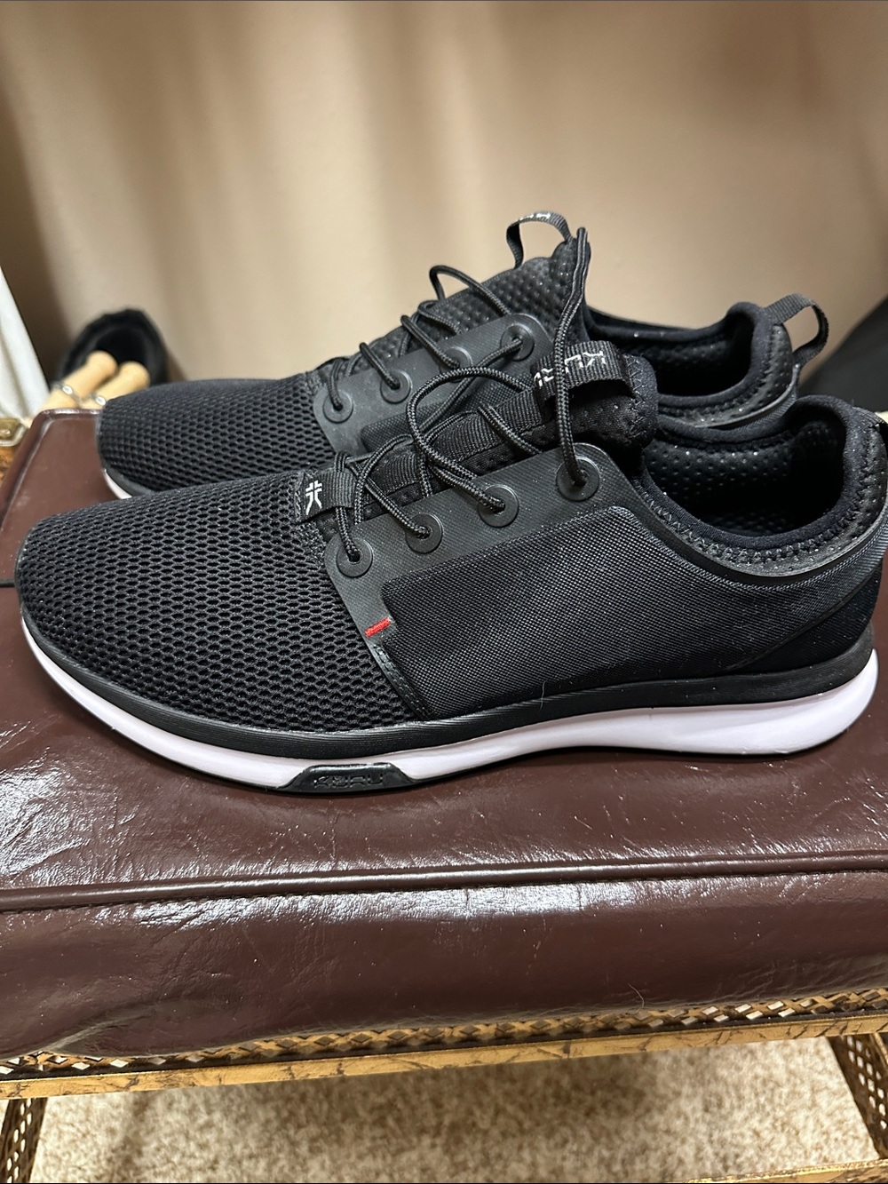 KURU Black Sneakers with  white soles size 11.  Great condition